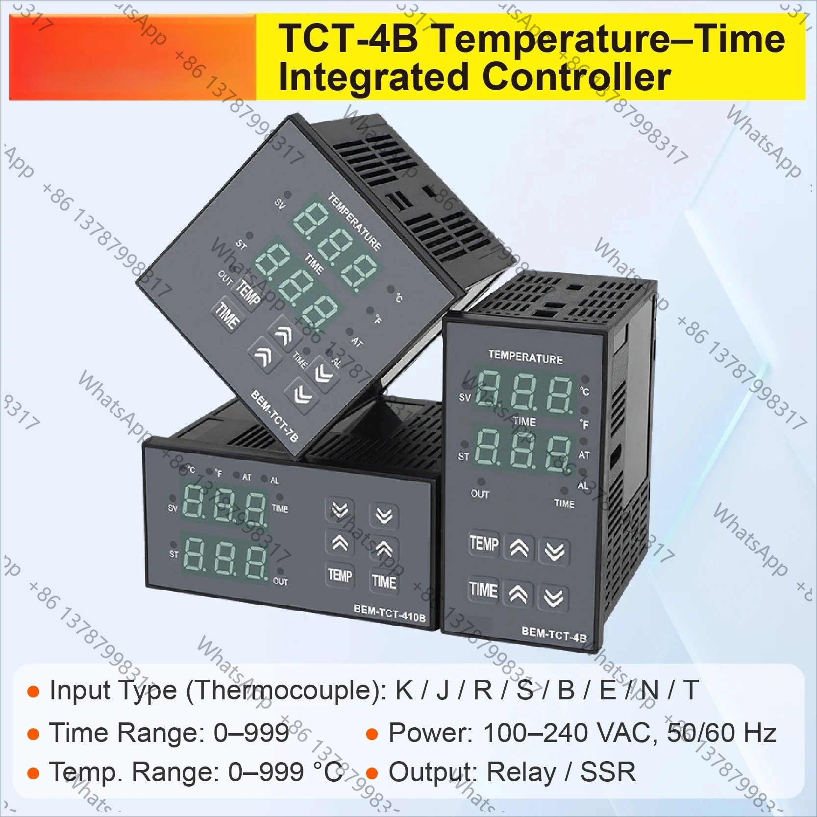 TCT-4/410/7B Digital Temperature and Time Integrated Controller with Relay SSR Output PID Thermostat for Industrial Heat Press