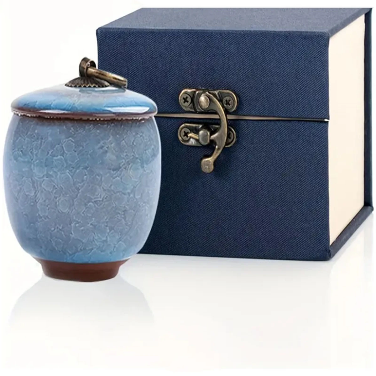 

Ceramic Tea Caddies Coffee Sugar Ice Cracked Glazed Jar Mini Airtight Kitchen Storage Container with Lid China Bottle