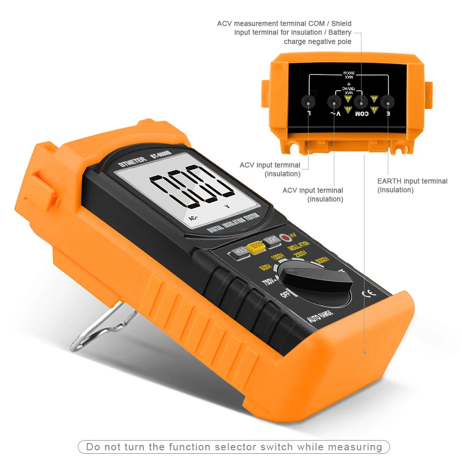 BTMETER BT-6688B Digital Insulation Resistance Tester, Auto Ranging with Backlight Display, 200 Gigaohm Capacity