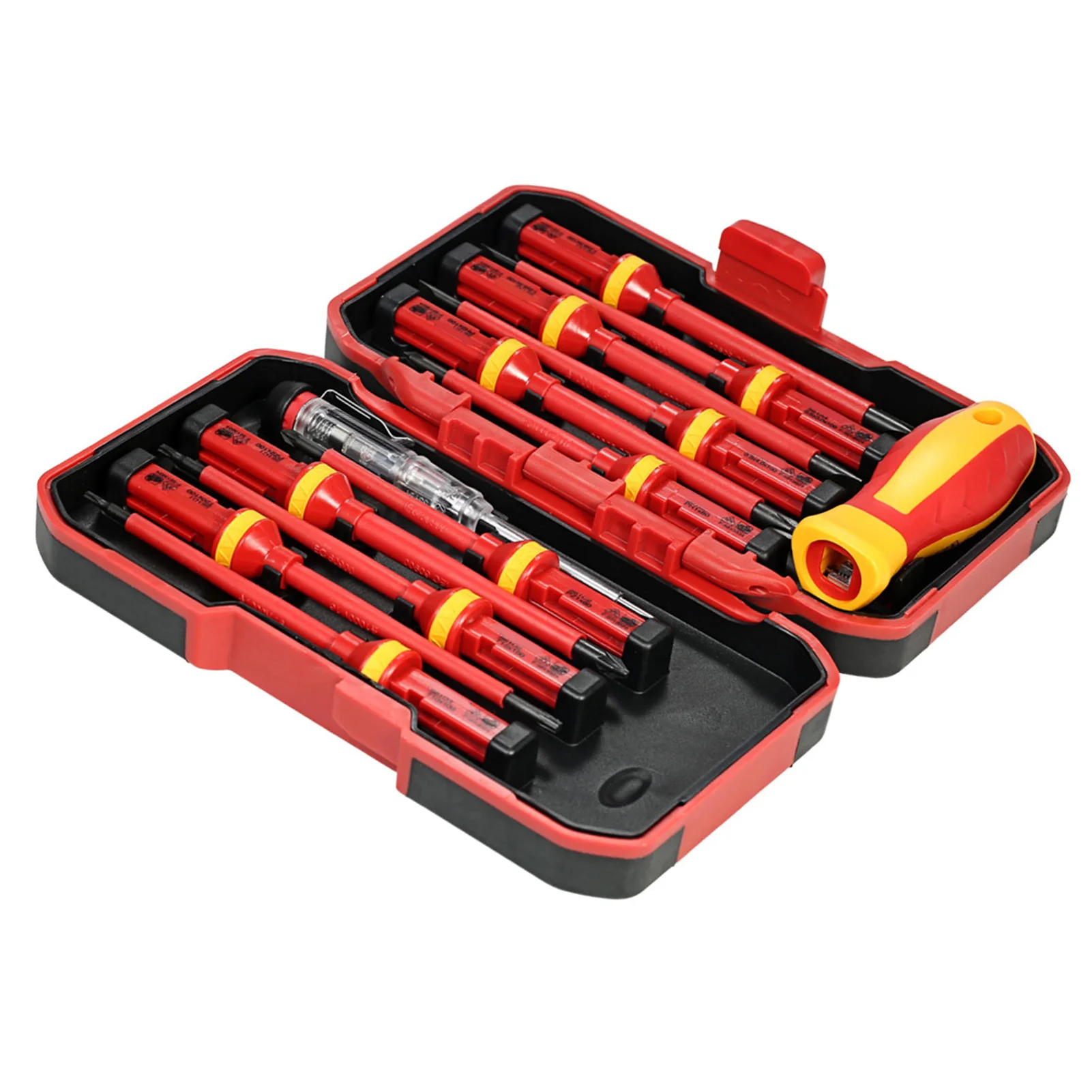 13Pcs 1000V Changeable Insulated Screwdrivers Set with Magnetic Slotted Phillips Pozidriv Torx Bits Electrician Repair Tools Kit