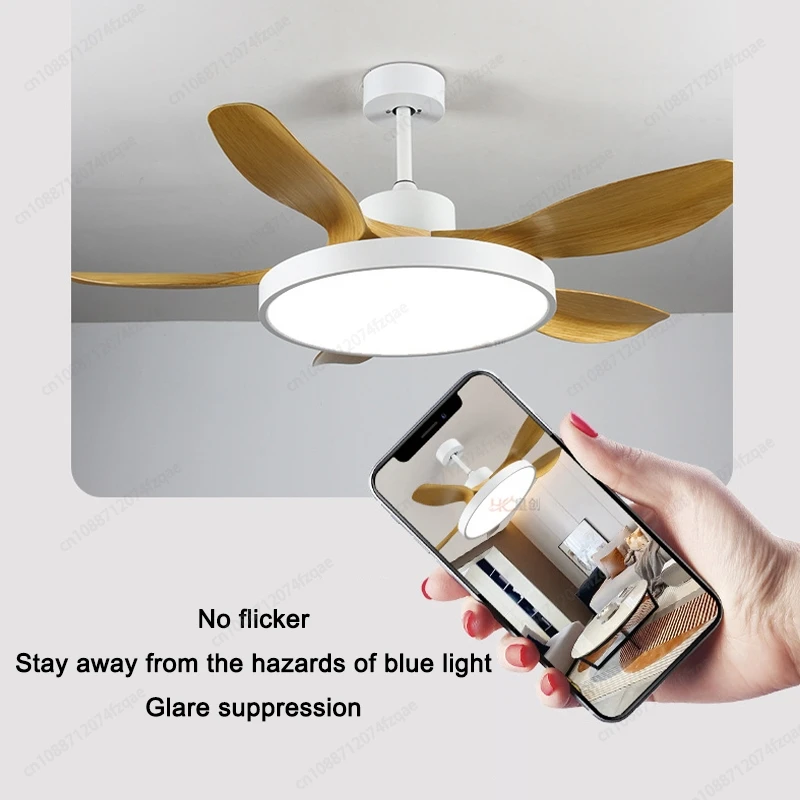 Frequency Conversion Remote Control LED Three-color Light-changing Ceiling Fan Light DC Silent Motor 36W/72W 42/48/52/60 Inches