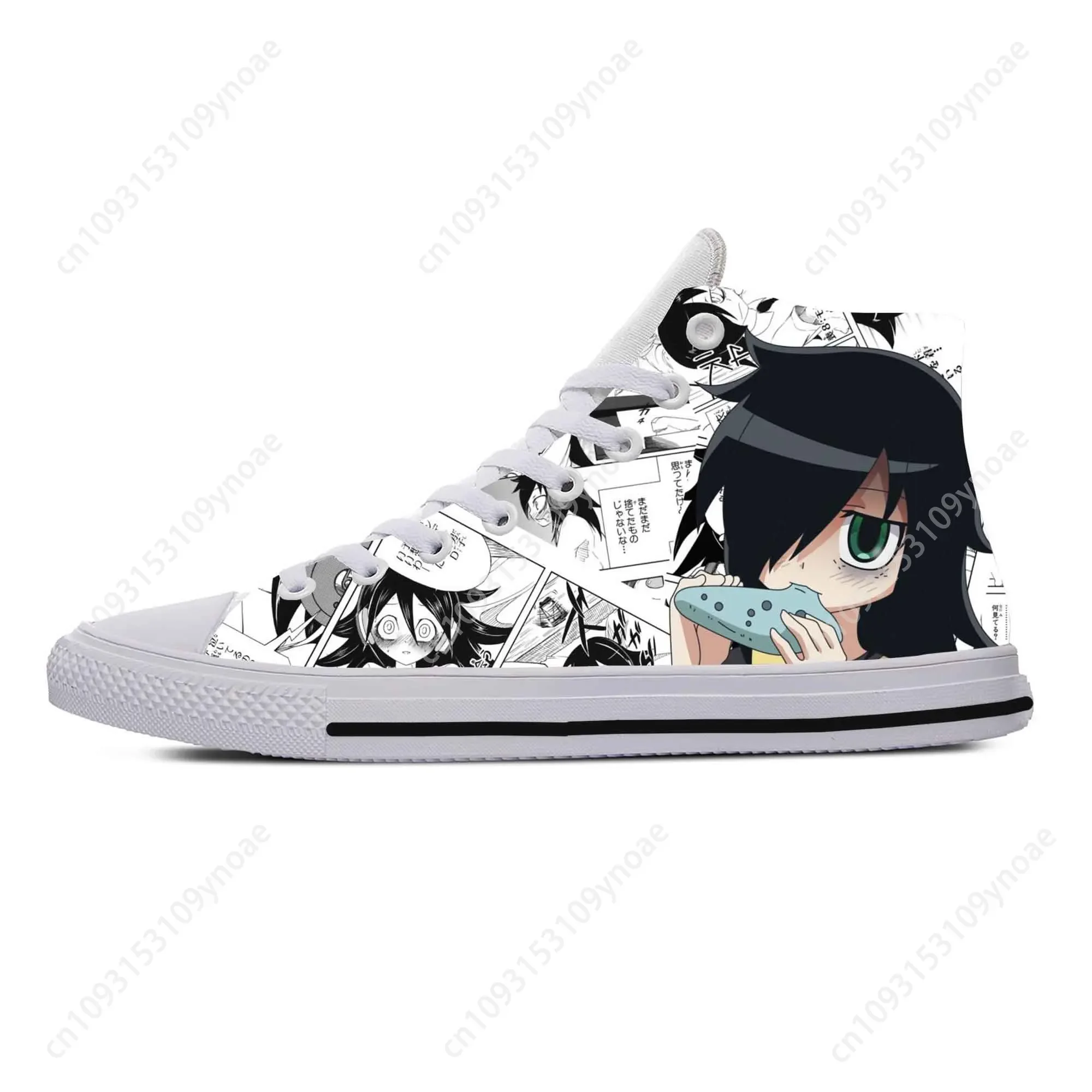 

Japanese Anime Manga Comic Watamote Kuroki Tomoko Casual Cloth Shoes High Top Lightweight Breathable 3D Print Men Women Sneakers