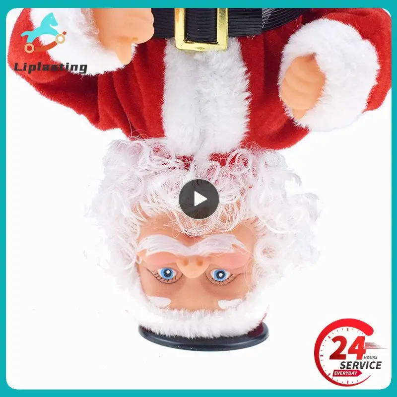 Juguete de peluche eléctrico, muñeco de Papá Noel, decoraciones navideñas divertidas, soporte de mano eléctrico, baile callejero con adornos de columpio musical