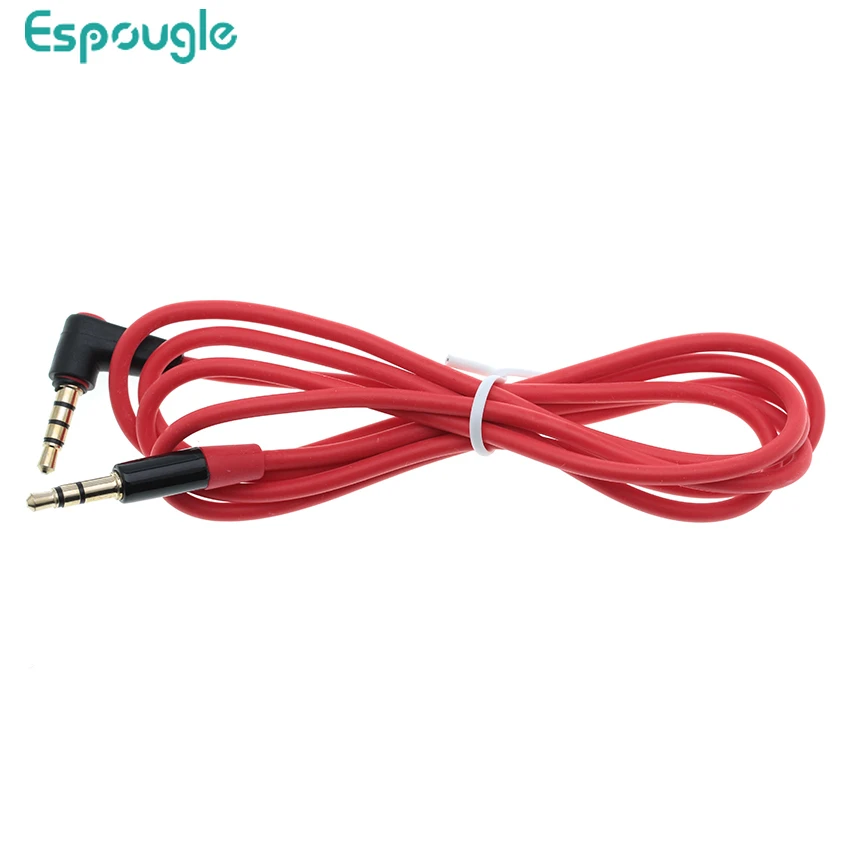 500pcs 120cm 90 Degree Angled 3.5mm To 3.5mm Audio Cable Plug Jack 3.5 Male To Male Car Sound Wire Headphone for Phones