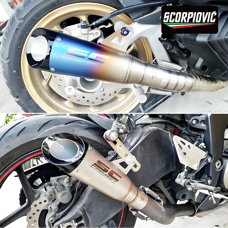 51mm tubo silenciador de escape da motocicleta z250 z300 z400 zx10 mt0709 r25 r3 r6 para kawasaki ninja honda yamaha 2/3 camadas