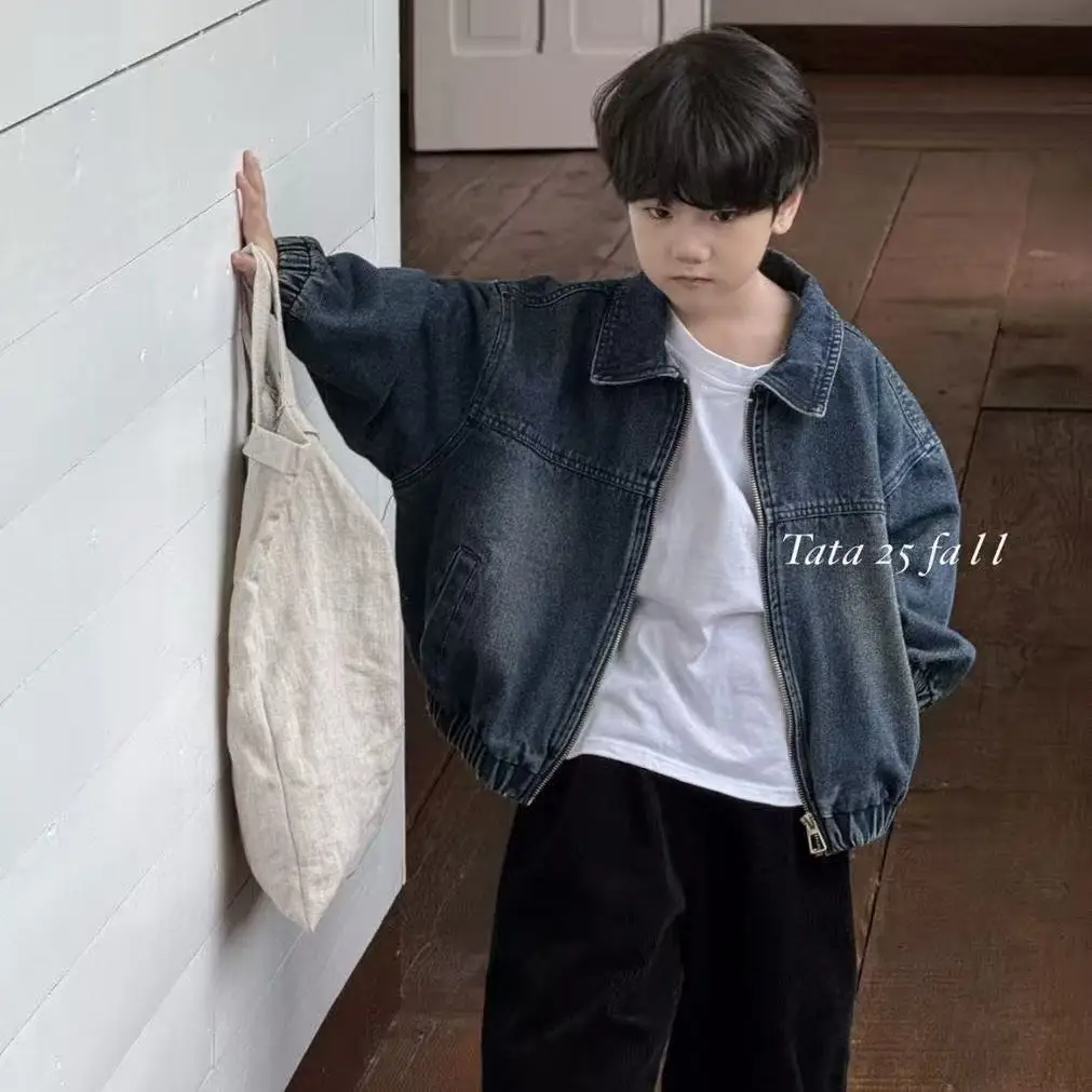 Shirt South Korea 2026 New Stylish Retro Neutral Collar Zipper Denim Jacket Versatile Shirt Fashion and Versatile