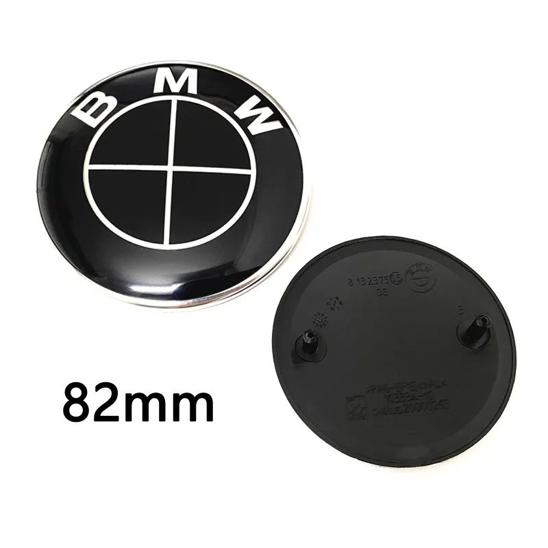 

For BM-BMW F30 F32 F34 F20 F10 F15 F16 E39 E46 E60 E90 3PC Black 82mm Front/74mm Rear 45mm Steering Wheel Hood Trunk Emblem Logo