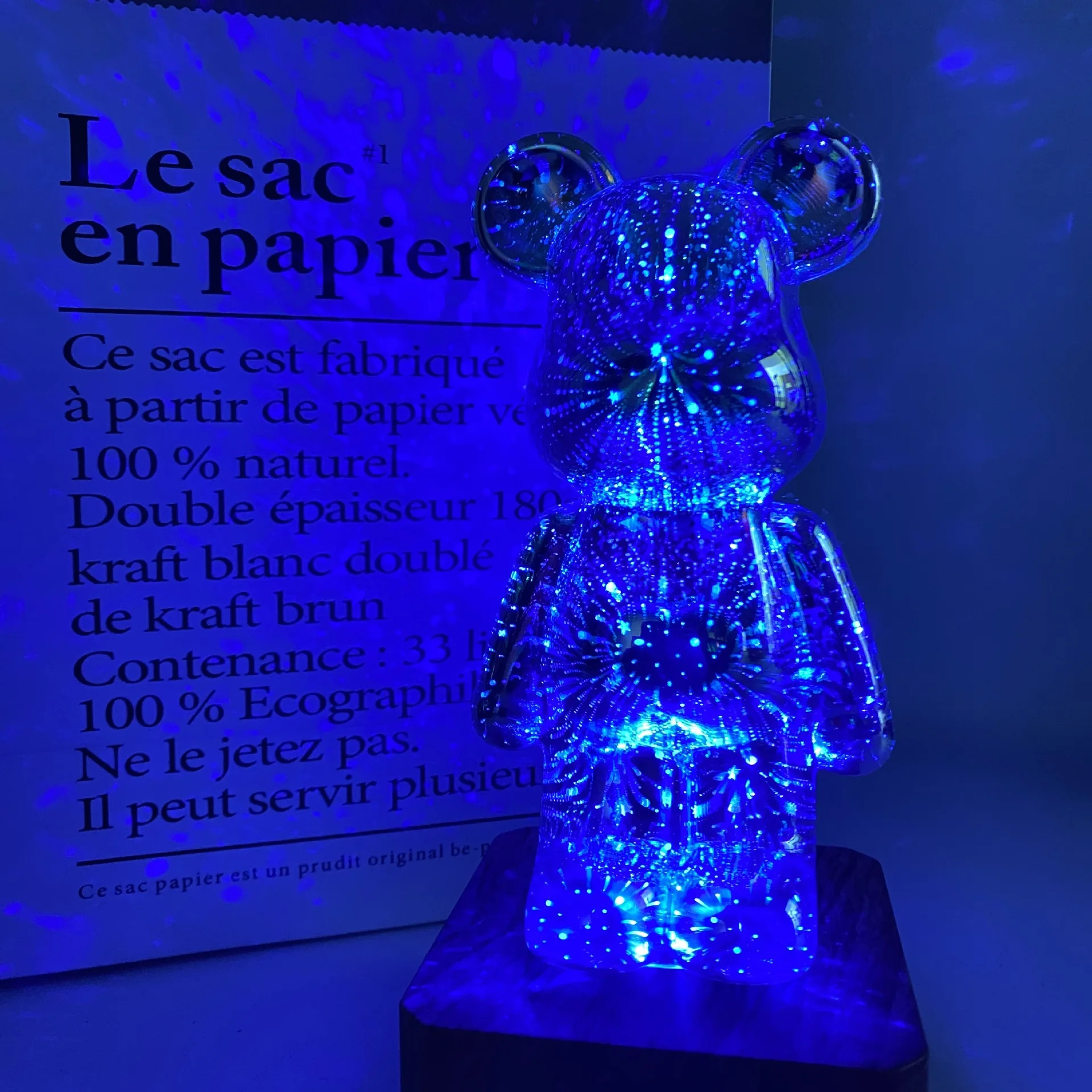 3D Criativo Legal e Colorido Fogos de Artifício, Bear Atmosphere Light, Bedhead Desktop Decoration, Night Light Gift