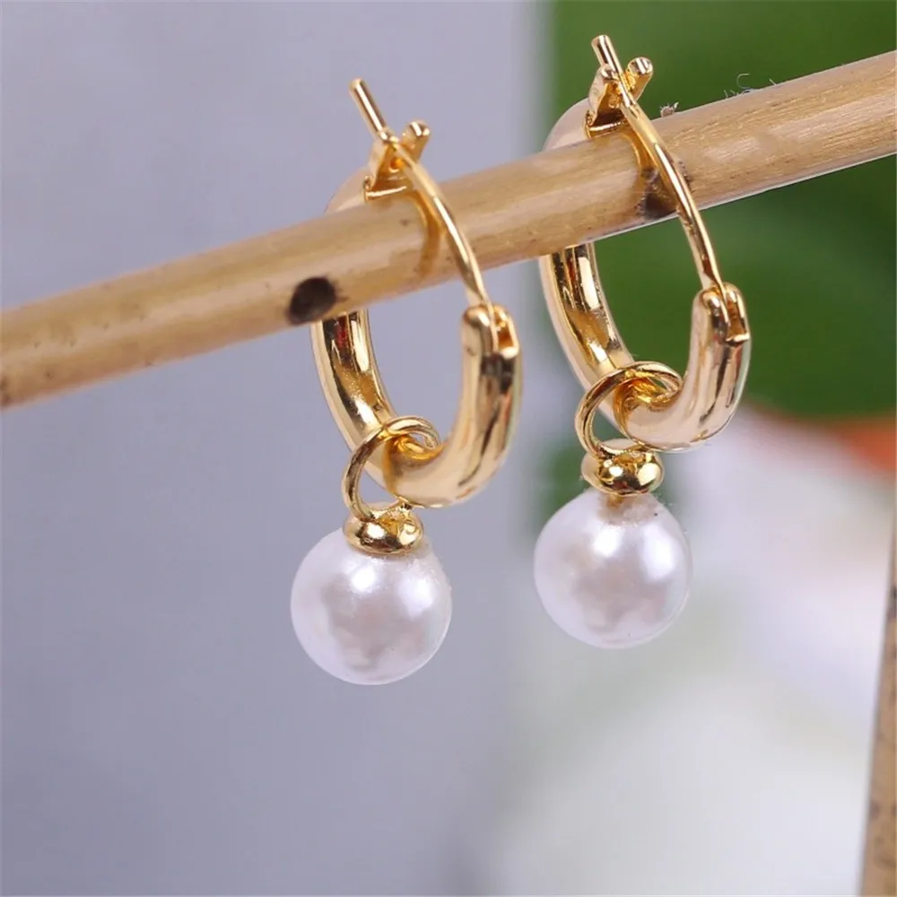 14K Gold Plated Brass Round Earring Hooks,Pearl  Accessories For Earrings,Shvenzy Earwires Fasteners,DIY Earring Findings