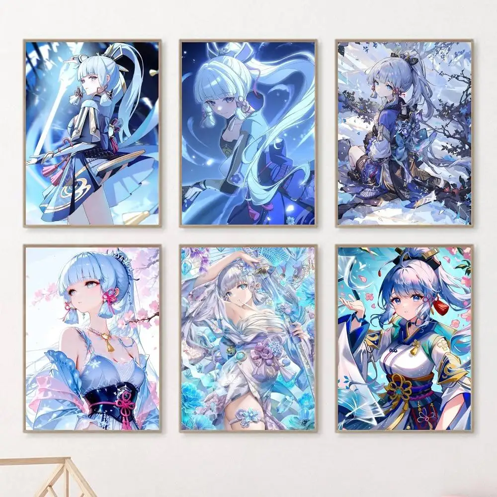 Game Genshin Impact Kamisato Ayaka Posters HD Print Vintage Wall Art Decor for Home Study Room