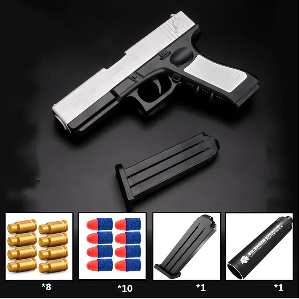 ¡M1911 pistola de juguete tipo bala para niños al aire libre Glock Rock Soft Bullet Gun juguete estuche de lanzamiento! 110021