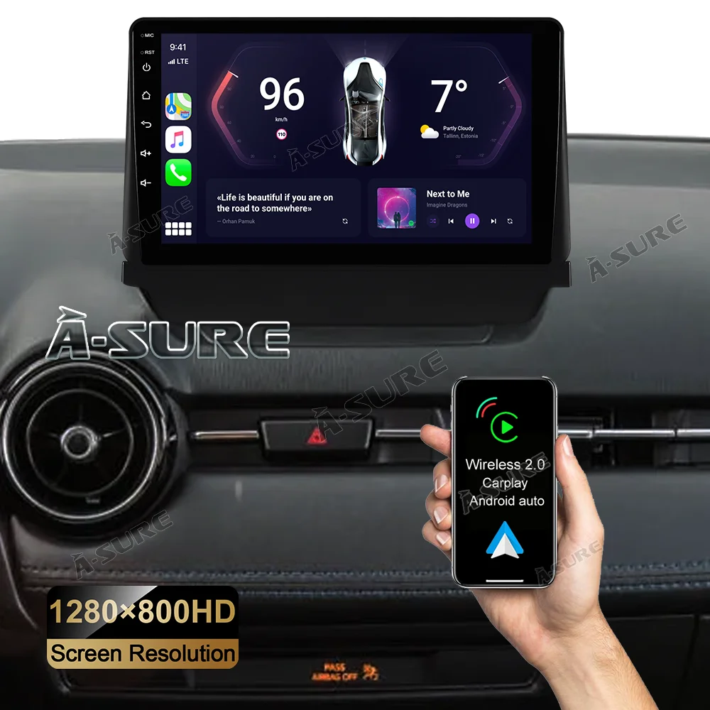 Android 13 Car Stereo Radio Wireless Carplay 2+32GB Compatible for Mazda 2 Demio 2014-2023