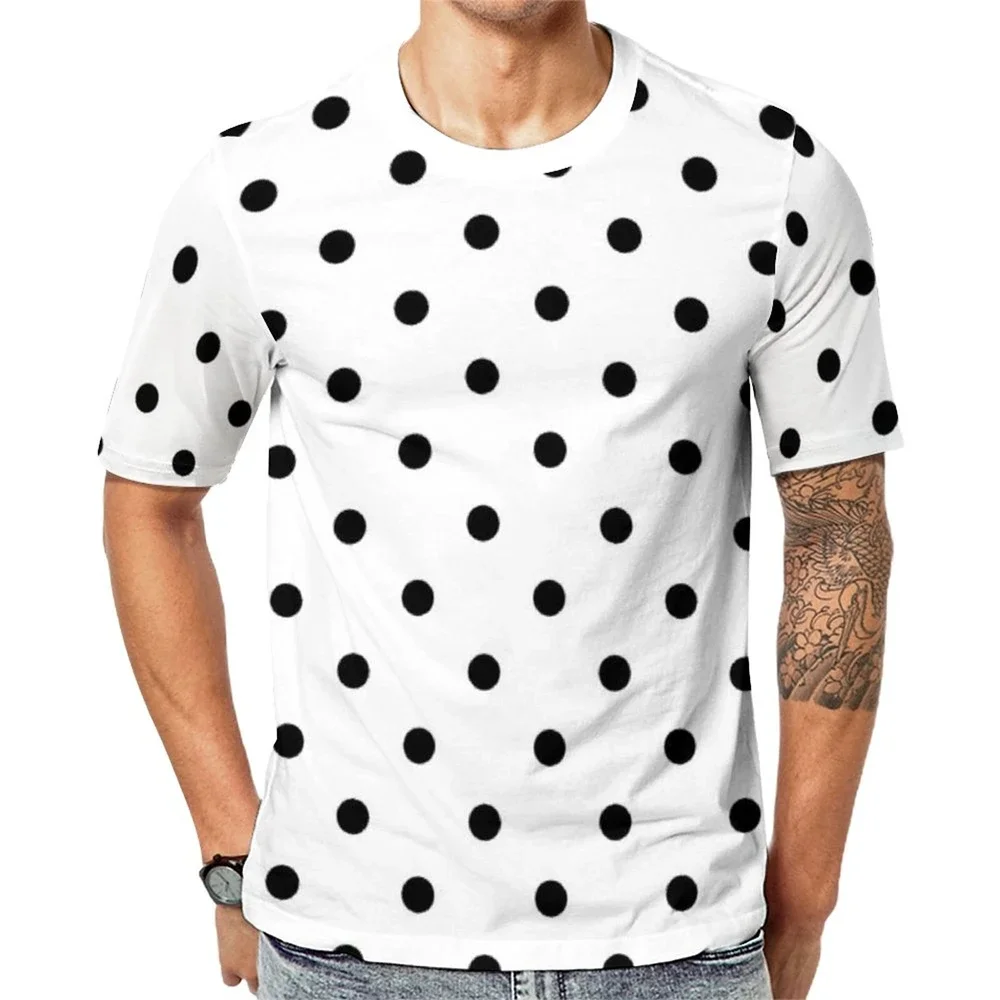 Atmungsaktive Strand-Neuheiten-T-Shirts mit Design, Übergrößen-Oberteile, weißes und rot gepunktetes T-Shirt, Vintage-Punkte-Print für Paare, Y2K-Gym-T-Shirts – Detail 13