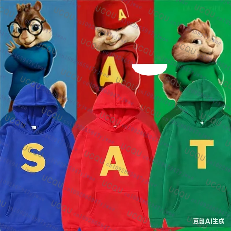 Alvin und die Chipmunks mit Kapuze, Herbst-Winter-Mode, Unisex, Sport, Kapuze, Alvin Chipmunk, Halloween-Kostüm, Cosplay, Kinder-Kapuzenpullover