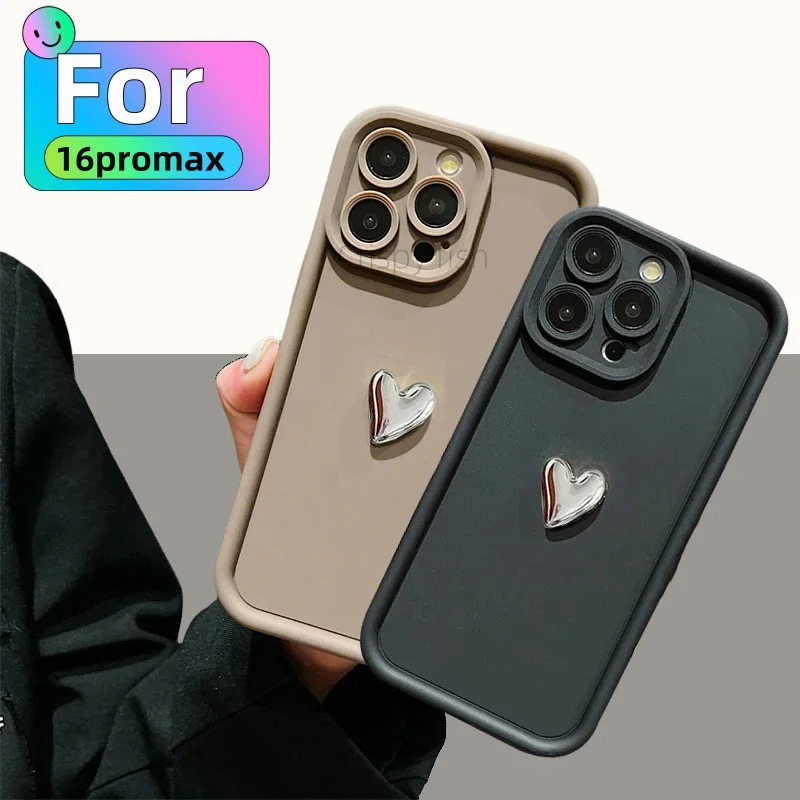 Exquisite Romantic 3D Colour Heart Silicone Soft Case For iPhone 15 14 13 12 11 16 Pro Max XR 7 8 Plus SE Shockproof Matte Cover