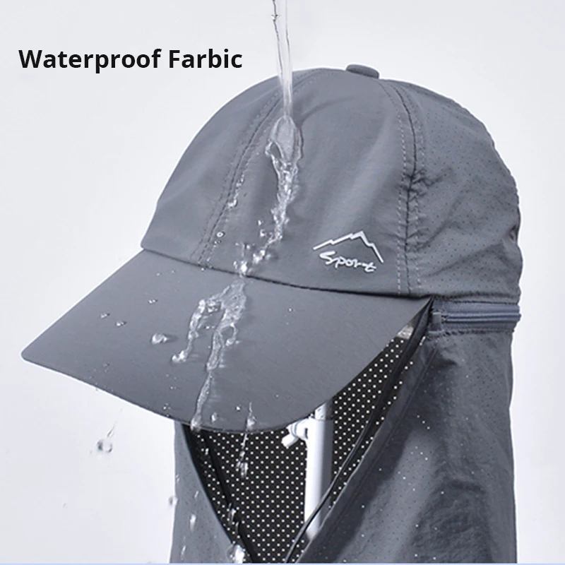 Summer Quick Drying Waterproof Fisherman Caps For Men UV Neck Protection Sun Bucket Hat Male Outdoor Detachable Baseball Cap