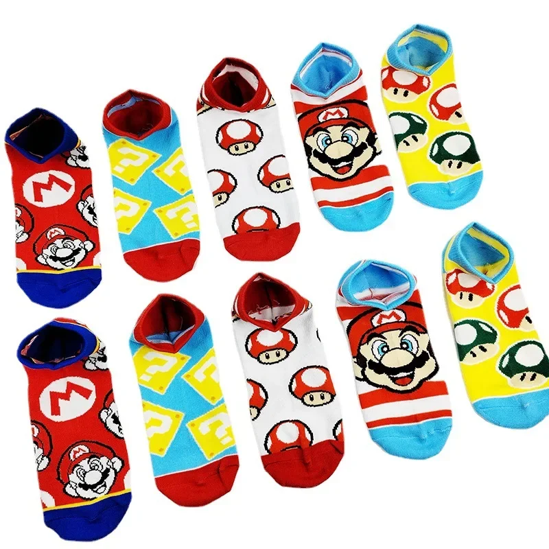 Super Mario Socks Student Cotton Cartoon Fashion Print Low-rise Socks Children\'s Anime Peripheral Mario Boat Socks Home Toy Gift