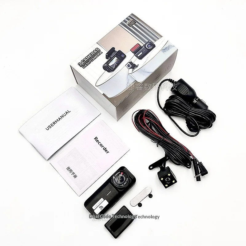 HD Triple Lens Dash Cam 3 Channel Front Rear Inside Car Camera Recorder view 5