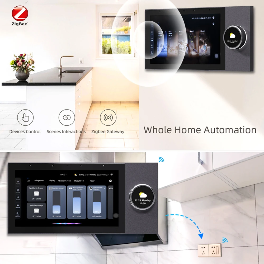 Tuya Smart Home Control Panel Zigbee Gateway Bluetooth Automation Screen 7 Inch Control Intelligent Devices Such as Curtain