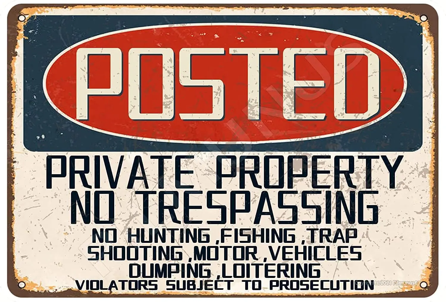 Posted Private Property No Trespassing No Hunting Fishing Trap Shooting Motor Vintage Poster Tin Sign Bathroom Garden 8X12 Inch