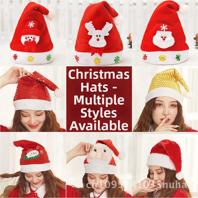 

Santa Claus Antler Christmas Hat for Kids And Adults Non-Woven Fabric Headwear for Kindergarten Decorations And Holiday Dress up