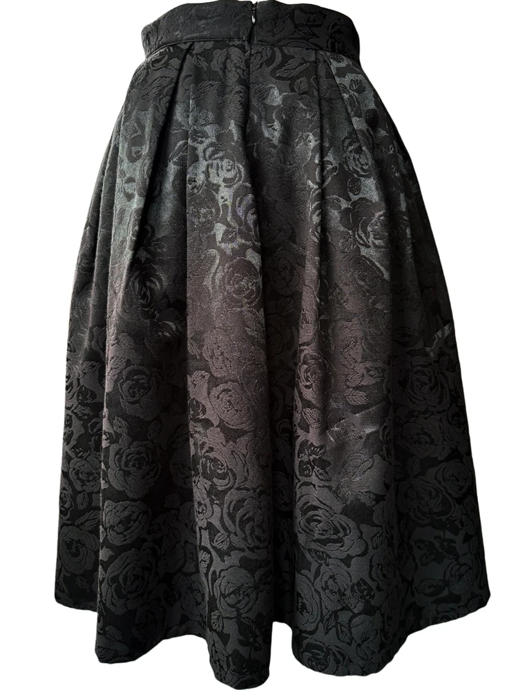 Slimming Versatile Bla Hebe Sle High Waist A-Line f-length Fluffy Skirt Knitted Embroidery Ci Commuting Teenage Women