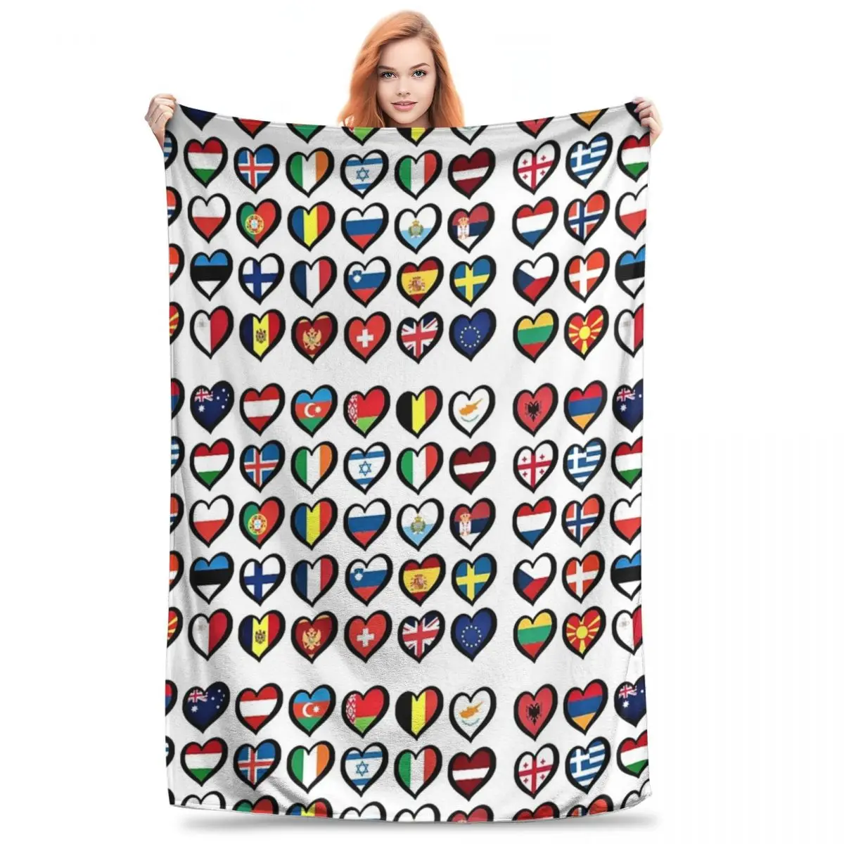 Eurovision Song Contest Flags Hearts Blankets Fleece Throw Blankets Sofa Throw Blanket For Couch Bedding Travel Throws Bedspread