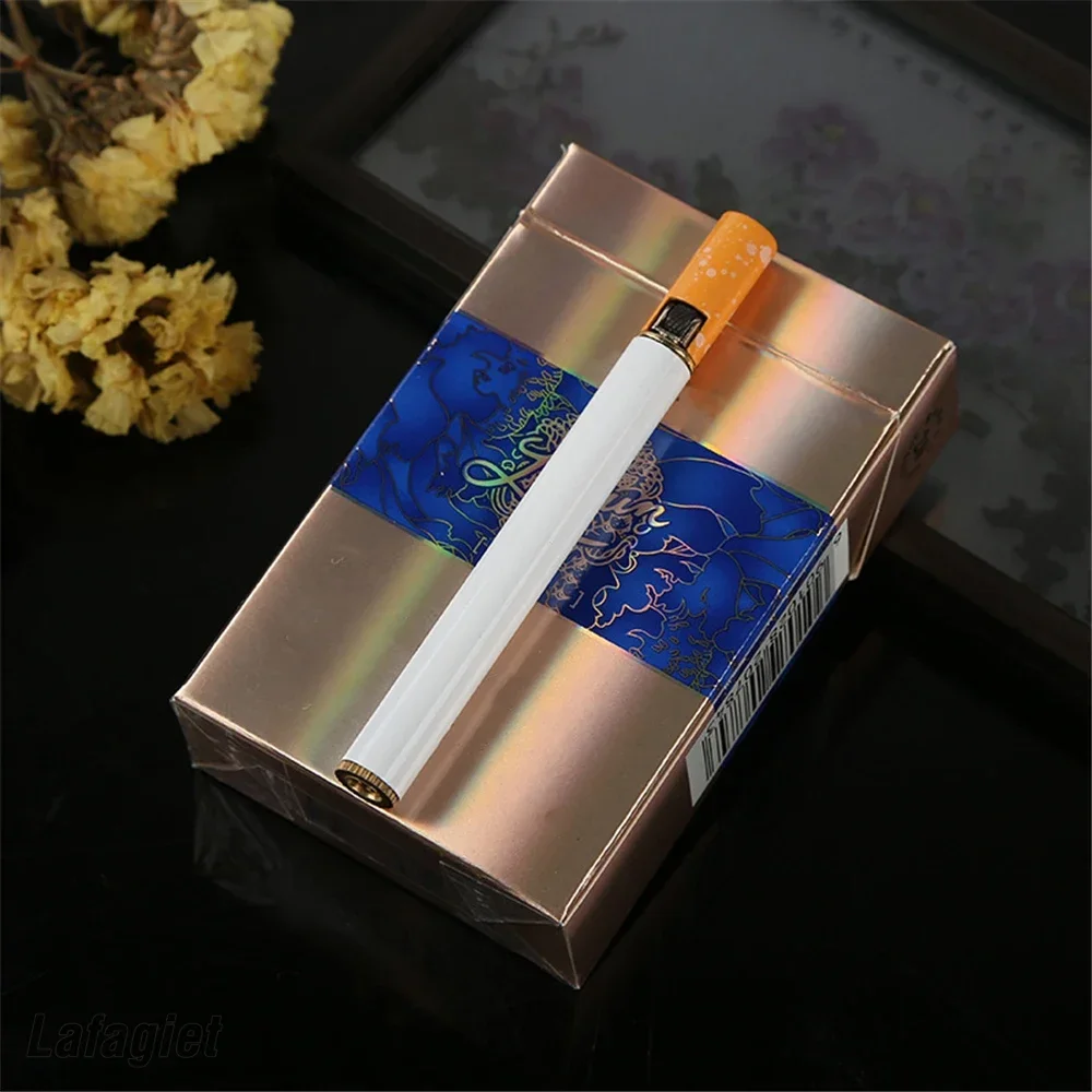 Mini Cigarette Lighter Portable Grinding Wheel Refillable Butane Gas Open Flame Lighter Cigarette Box Smoking Tool Creative Gift