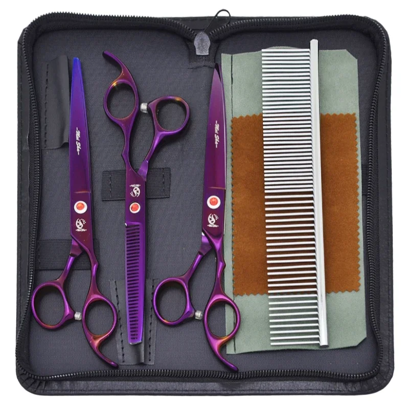 7.0 Inch Pets Grooming Scissors JP440C Dogs Straight Curved Cutting Fur Clipper Cat Groomers Thinning Shears Pet Supplies B0020A