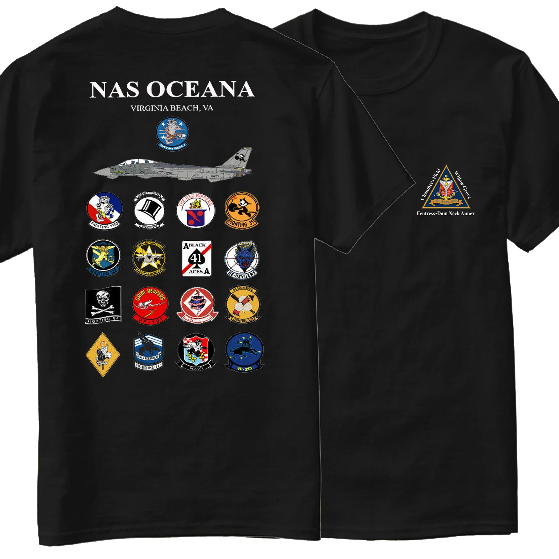 Naval F-14 Tomcat NAS Oceana D2 Squadron T-Shirt Short Sleeve Casual 100% Cotton O-Neck Summer Mens T-shirt Size