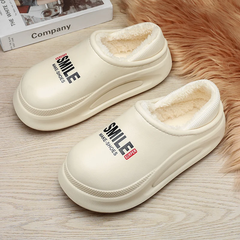 

Winter Shoes for Men and Women Cotton Slippers Home Outdoor Waterproof Slippers Cotton Shoes Slip on Concise Men Plush Shoes