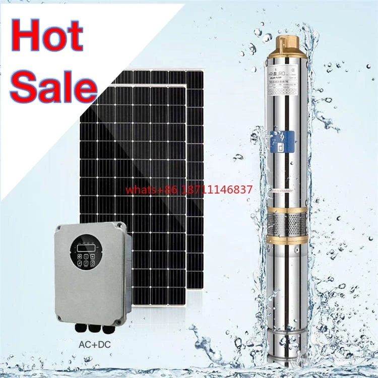 

3HP 185 Meters Head Solar Water Pump AC+DC 7m3/h High Flow Submersible Water Pumps Deep Well System For Agriculture Irrigation