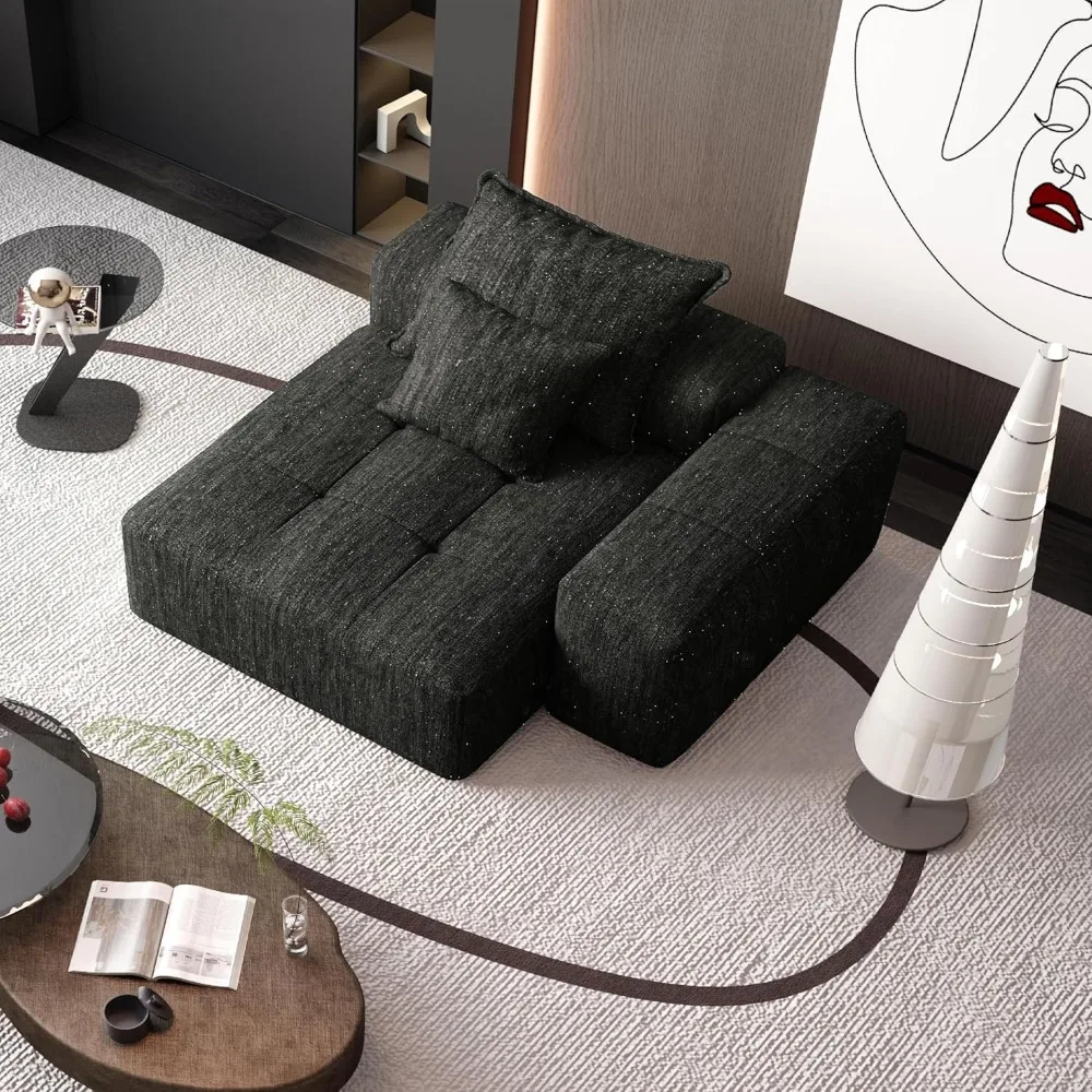 

Modern Oversized Modular Sectional Sofa with 1 Armrest, Sparkling Chenille Soft Cushion Sofa with 2 Pillows, DIY Combination Tuf