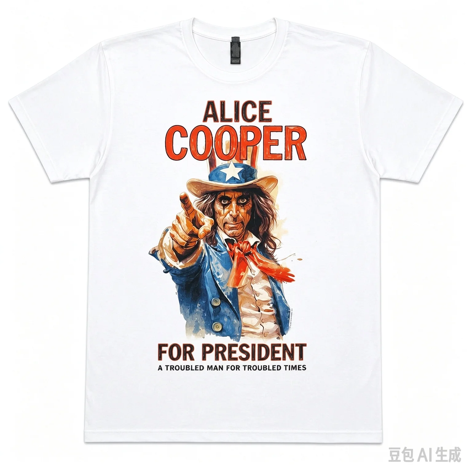 Alice Cooper for President A Troubled Man for Troubled Times Graphic T Shirt Unisex Cotton Vintage Hard Rock