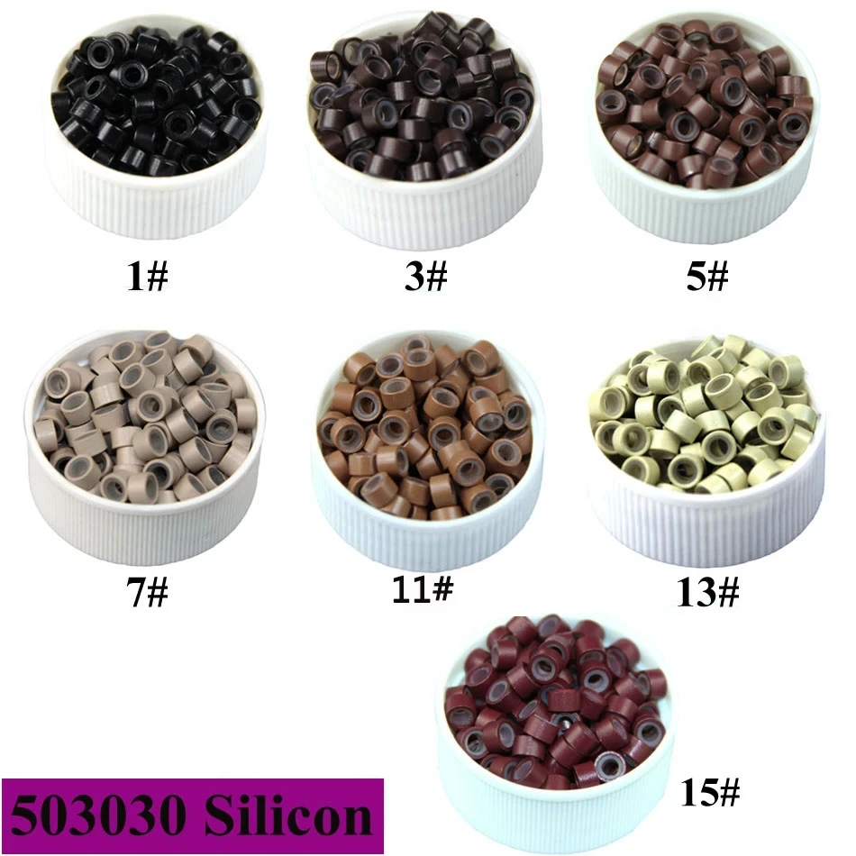 

250pcs 5mm*3mm*3mm Silicone Microchip for Hair Extensions Hair Rings Staples for Hair Extensions Microring Hair Accessories