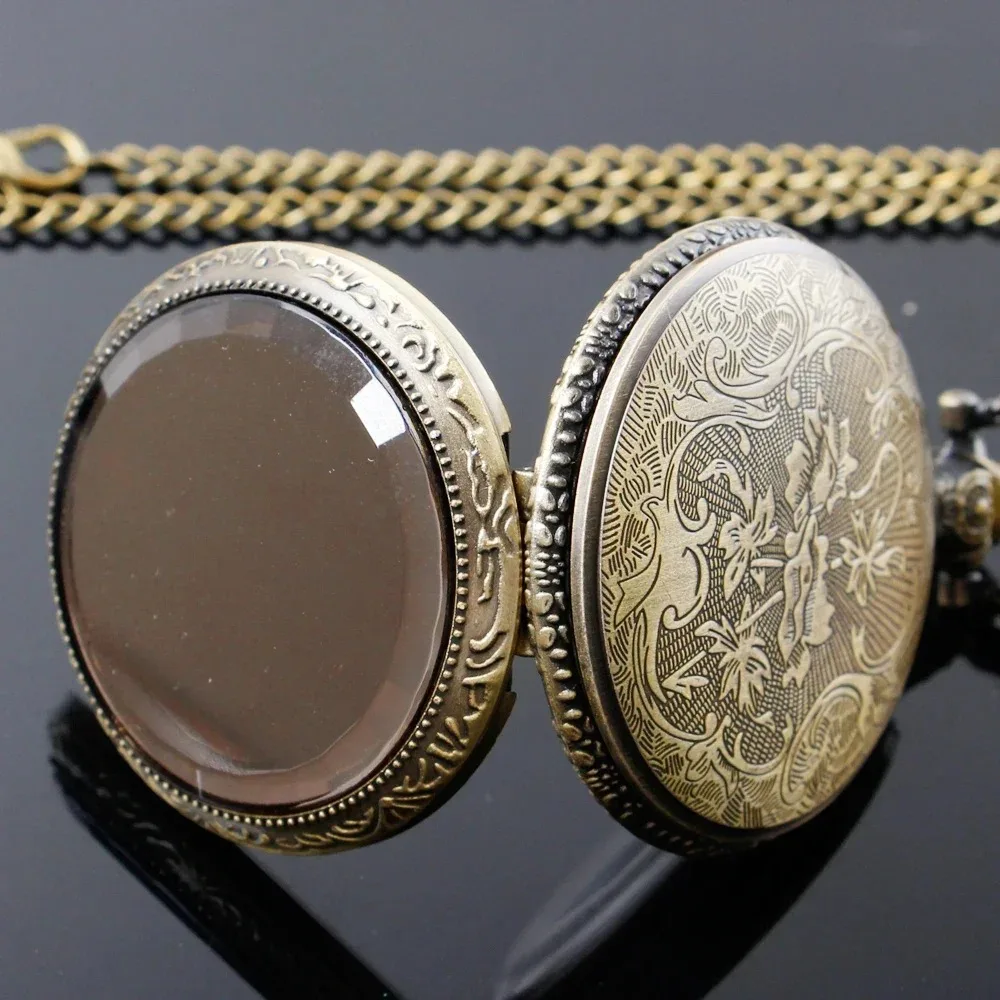 Flag Pattern Fashion Roman Digital Quartz Pocket Watch Men's and Women Necklace Pendant Pocket Watches with Chain Gifts