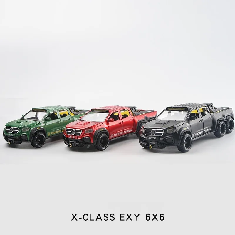 

Модель автомобиля из сплава XCLASS EXY 6X6 Пикап 1/28 Металлический игрушечный автомобиль Звук Свет Модель с откатным механизмом Игрушки для мальчиков Световые игрушки