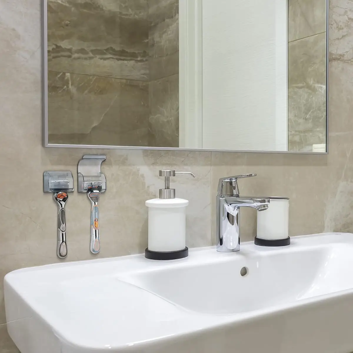 Wasserdichter und staubdichter selbstklebender Rasiererhalter zur Wandmontage im Badezimmer für die Dusche, Hakenständer, Gillette-Rasierer, Rasierhalter – Detail 8