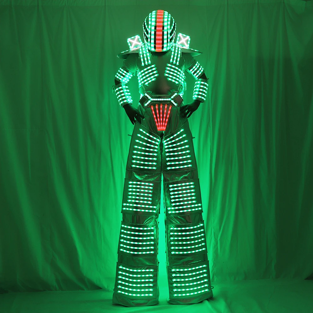 Traje de Robot LED Stilts Walker LED Light Robot Costume Clothing Event Kryoman Costume Led Disfraz De Robot