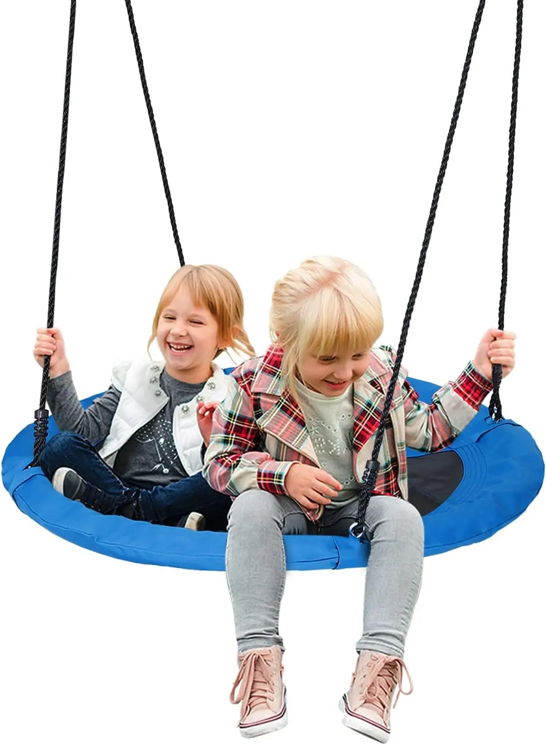 

ZENY 40 Inch Playground Saucer Swing Set, Indoor Outdoor Round Web Swing Tree Swing Platform for Kids, 900D Oxford Fabric