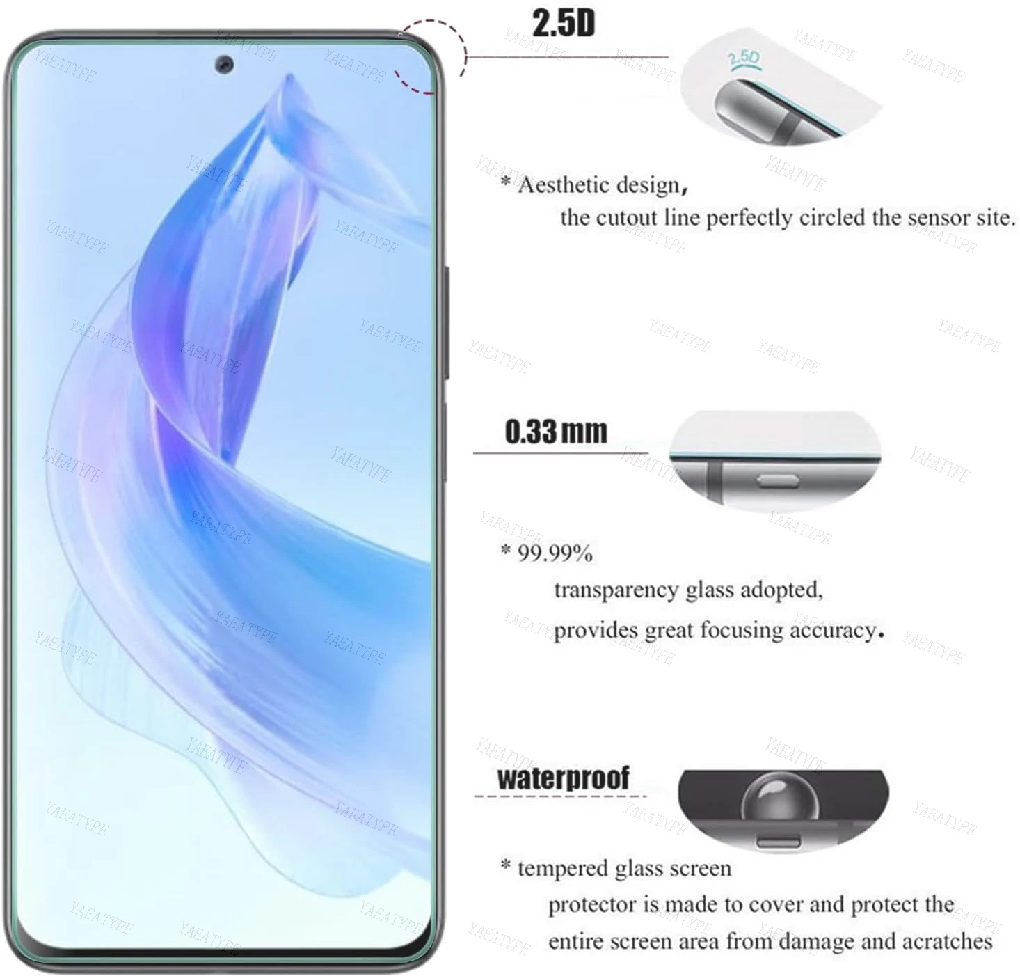 واقي شاشة من الزجاج المقسى لهاتف هواوي ميت 60 50 p50e p40 p30 lite p smart nova 10 se 10z y9a