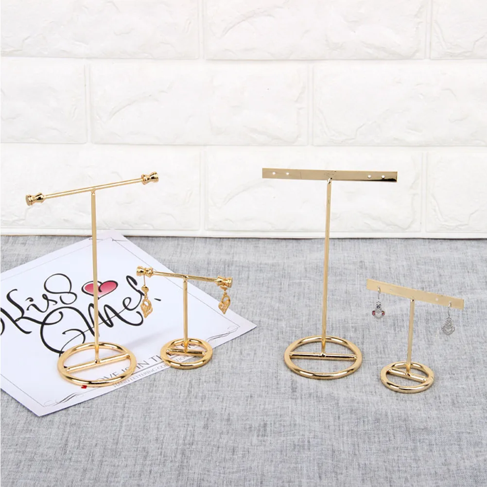 

2Pcs Rustic T Shaped Earring Display Stand Metal Jewelry Organizer Rack for Earrings Bracelets Rings Desk Decor