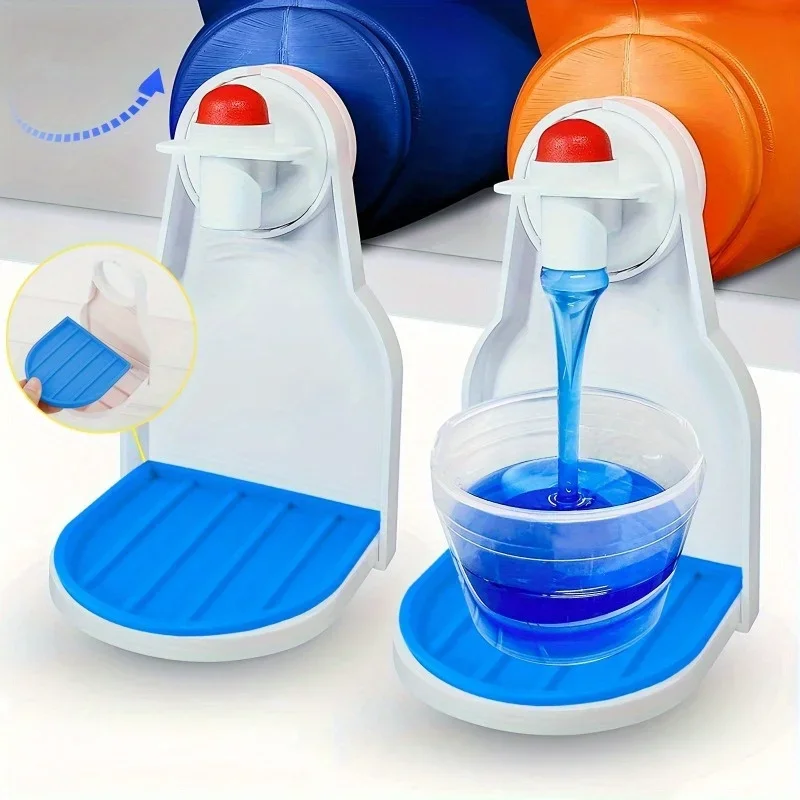 Laundry detergent cup holder with drip collection tray and soap dispenser, bathroom accessories