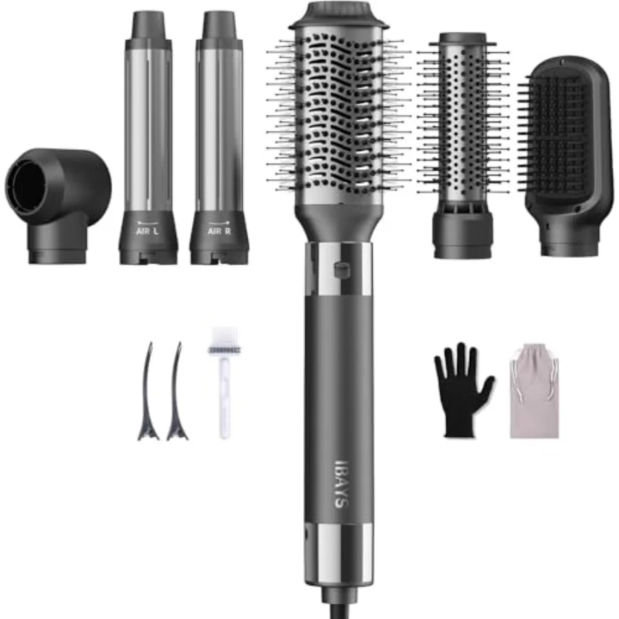 

IBAYS Hair Dryer Brush 6 in 1 Hair Styler, 110, 000 RPM High-Speed Negative Ionic Hair Dryer, Auto Curl Frizz-Free Blow Dryer B