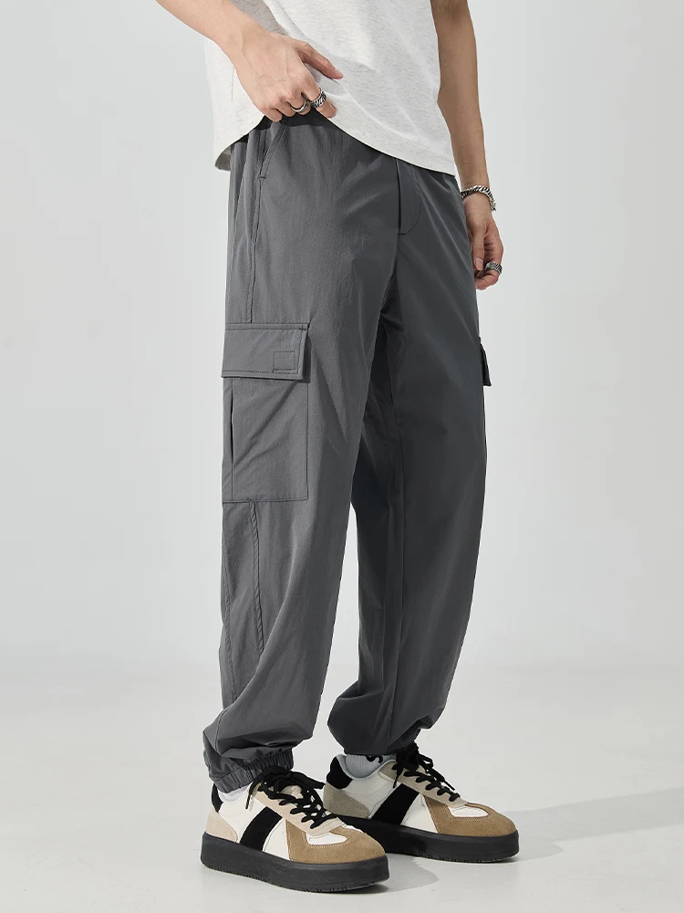 

Мужские летние тонкие быстросохнущие свободные спортивные брюки Tongxianun с манжетами, повседневные рабочие брюки, модные брендовые из полиэфирного волокна