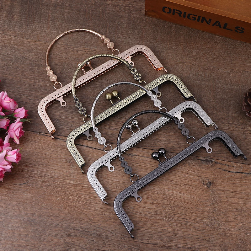 25CM Square Silver Purse Bag Metal Frame Kiss Clasp Lock Clip Bags Making DIY Craft