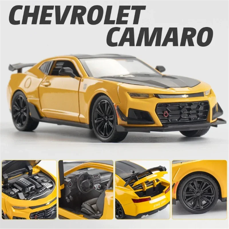 1/24 Legering Gegoten Camaro Sportwagen Model Speelgoed Voertuig Simulatie Geluid Licht Trek Collectie Speelgoed Geschenken