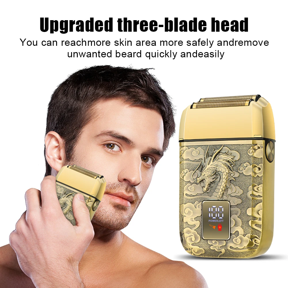 ماكينة حلاقة كهربائية مطورة مع شفرات ثلاثية، شاشة رقمية، تصميم قديم للحلاقة بدون جهد - حصريًا للرجال #5