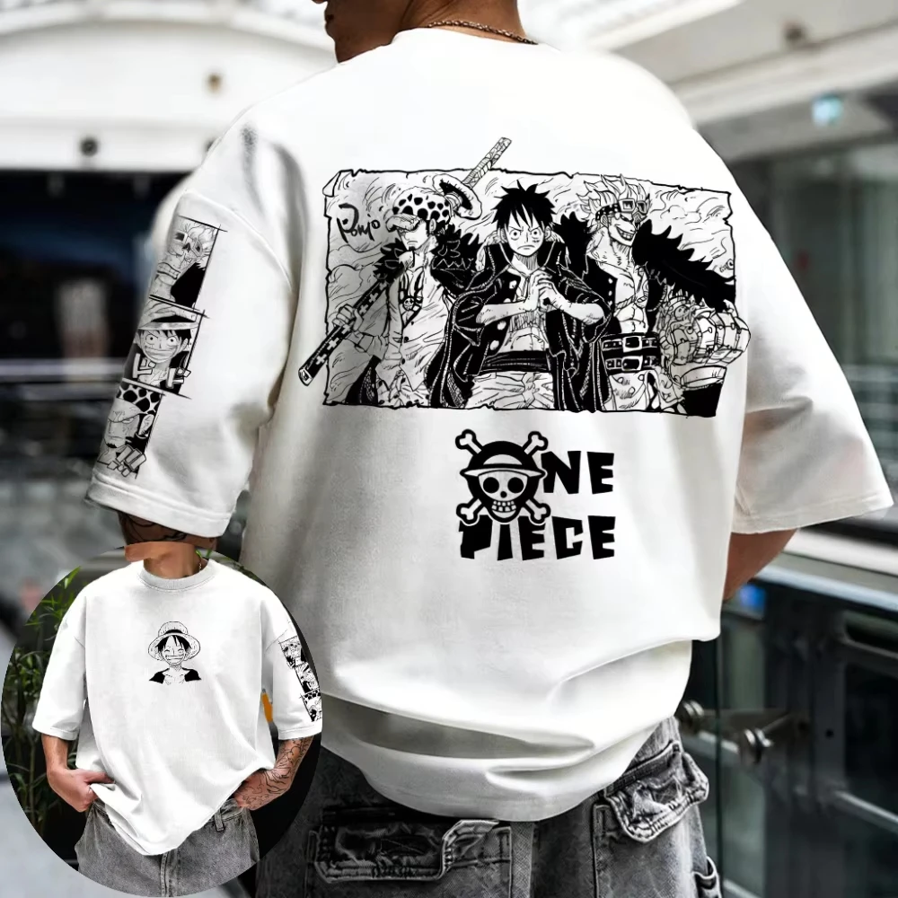 One Piece Men's Women's T-Shirt Monkey D. Luffy Trafalgar D. Water Law Anime Tee Summer Boy's Short Sleeves Parent-child Outfits