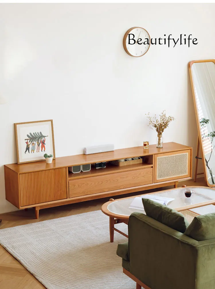 

Nordic Solid Wood TV Cabinet Modern Minimalist Chinese Style Audiovisual Cabinet